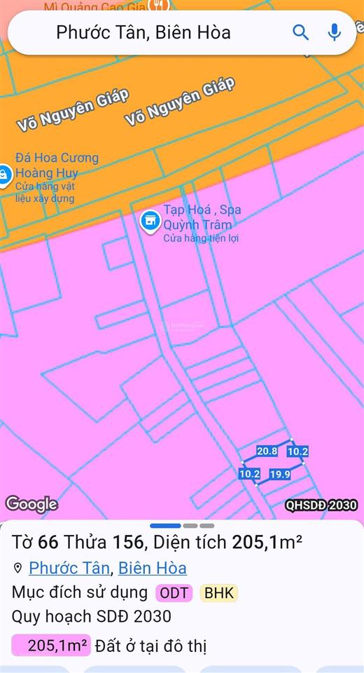 Chính chủ bán đất phường phước tân biên hoà dt 205 m2 giá chỉ hơn 4 tỷ  0938 903 ***