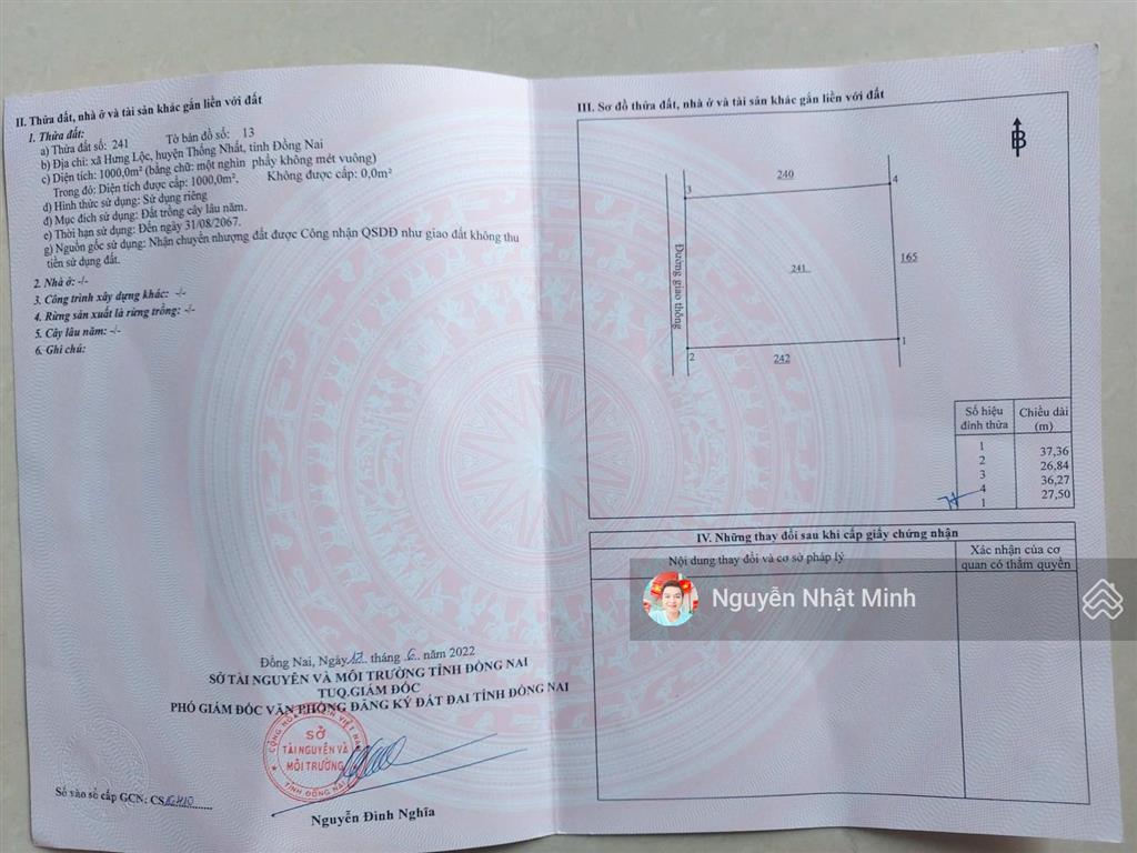 Bán 1000m2 đất cln  phù hợp nhà vườn !