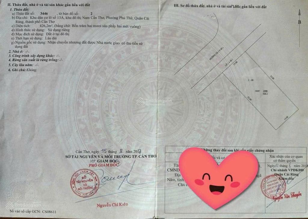Nền (13*32)m khu dân cư thiên lộc cần thơ