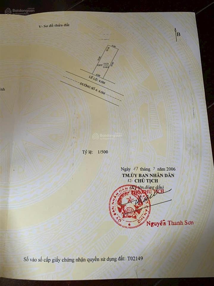 Nền (6*19) khu dân cư nam long 1