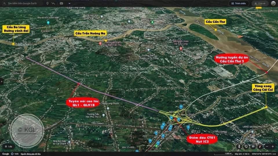 Đất quốc lộ 61c gần trung tâm tpct, cạnh cầu ba láng 2 vành đai phía tây, chợ đầu mối nông sản