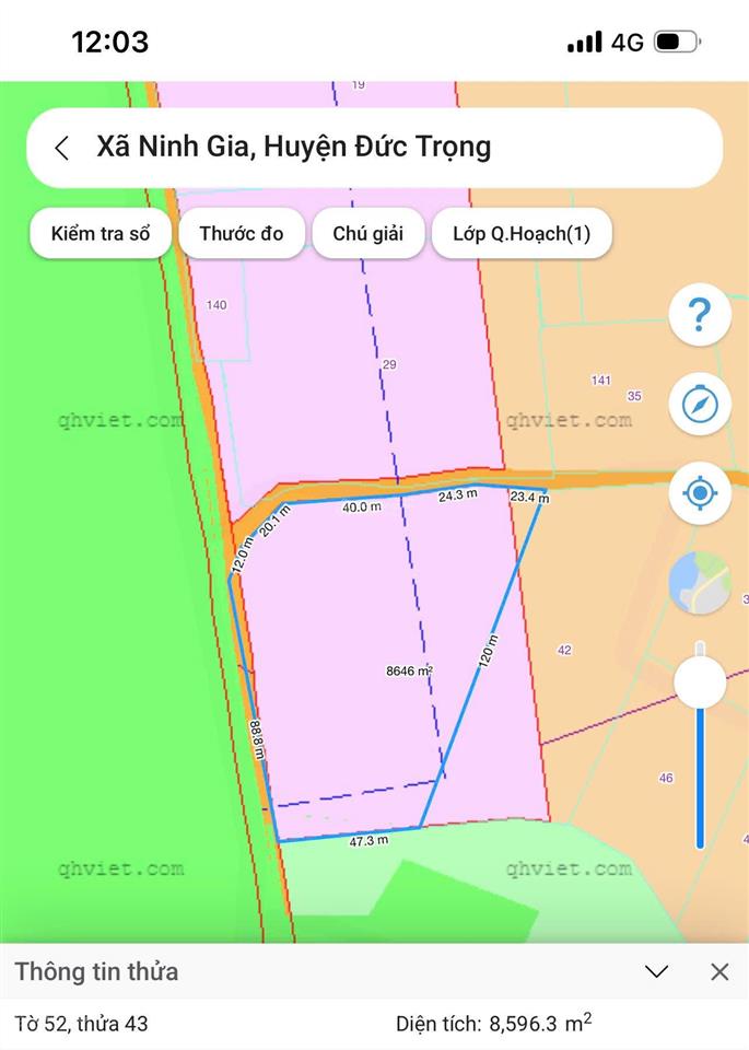 Chính chủ bán 8.500m² đất 2 mặt tiền đường nhựa lớn xã ninh gia