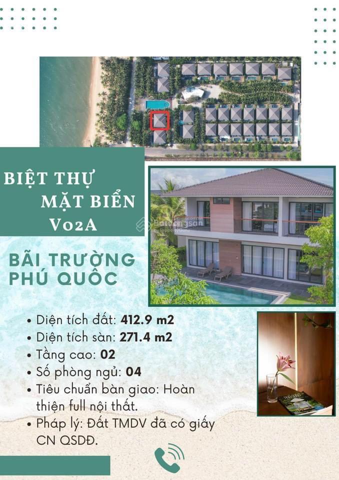 Bán căn biệt thự độc bản full nội thất mặt biển bãi trường  phú quốc