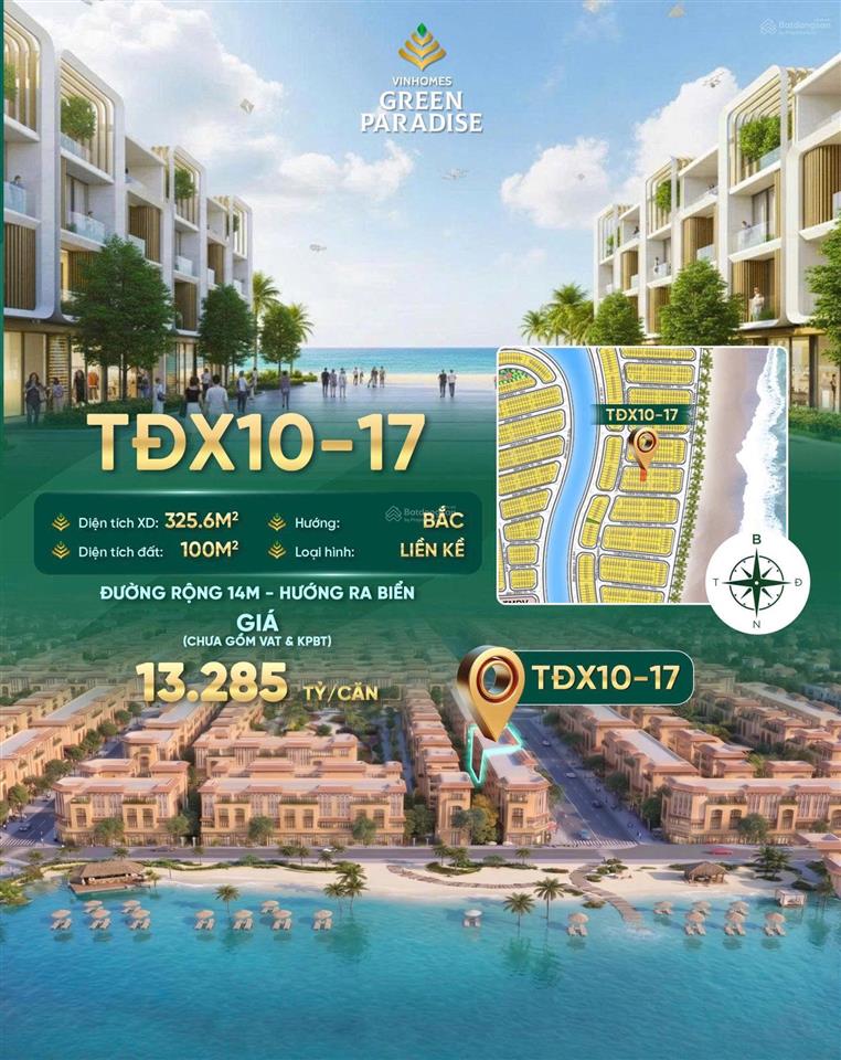 Vinhomes green paradise đô thị biển xanh sẵn một số căn liền kề giá tốt ạ, 0976 607 *** e hỗ trợ