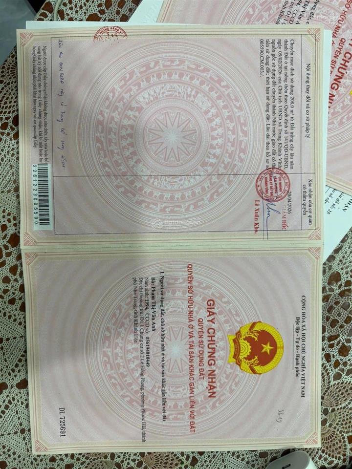 Bán đất thổ cư đường bê tông rộng 10m khánh hiệp khánh vĩnh