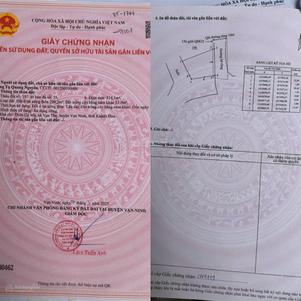 Cần chuyển nhượng lô đất ở xã tu bông thôn cổ mã giá đầu tư