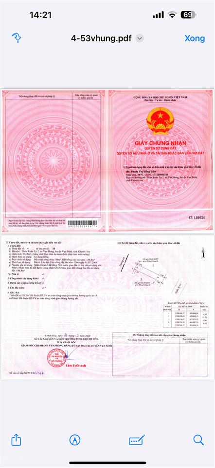 Bán đất có thổ cư mặt tiền ql1a tại xã vạn hưng