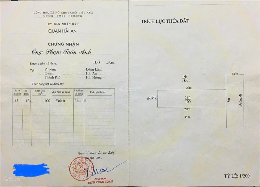 Kh gửi bán đất mặt đường trung lực, hải an