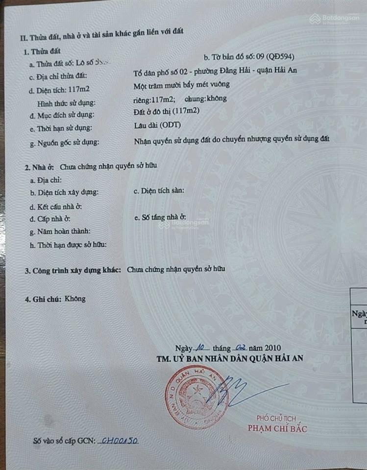 Bán 02 lô đất tái định cư đồng dứa  đằng hải  hải an