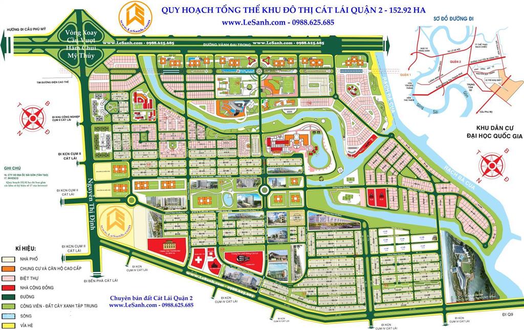 Bán đất đã có sổ khu cát lái q2, đối diện trường đại học umt giá chỉ 62 triệu/m2. nhà đất lê sanh