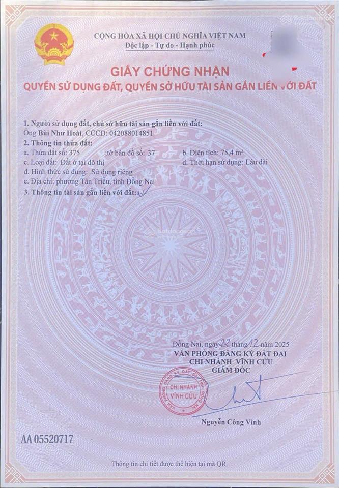 Bán đất đẹp, 1,25 tỷ, 81.8m2 tại cây quéo, thạnh phú, vĩnh cửu, đồng nai
