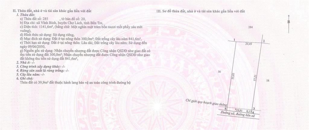 Chính chủ bán đất nhà vườn mặt tiền đường nhựa tại cồn phú đa  cách cầu đình khao 200m