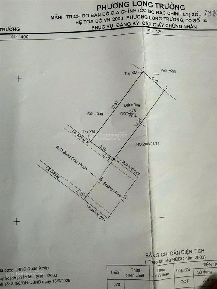 Đất hẻm xe hơi bưng ông thoán, long trường q9. gần công nghệ cao