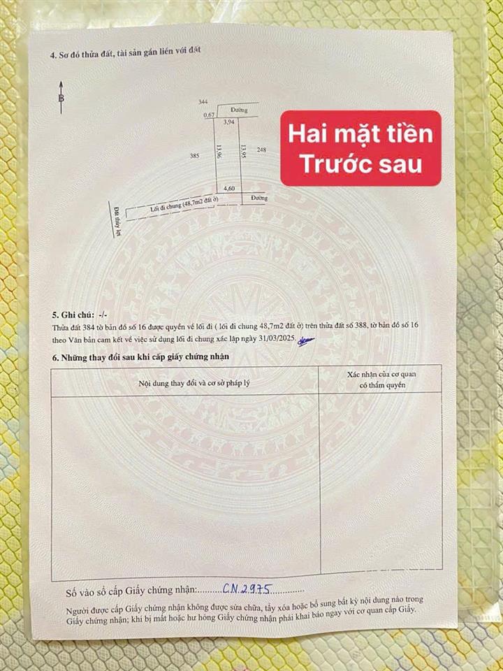 Đất hoà bình thượng 2 mặt tiền trước sau tân tiến, văn giang