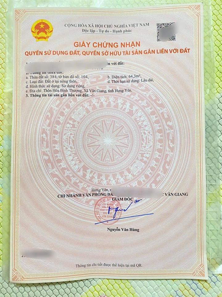 Đất hoà bình thượng 2 mặt tiền trước sau tân tiến, văn giang
