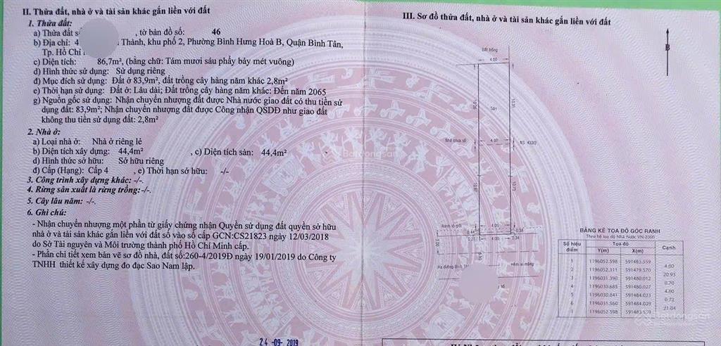 Đất 4 x 20. 1 xẹc đường bình thành full thổ cư giá siêu kẹt chỉ 3,5 tỷ