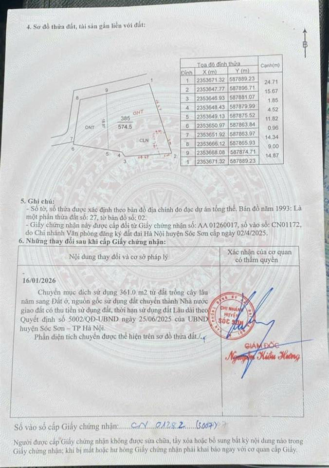 Đất đất thổ cư phân lô gần đường lớn giá rẻ 3.78 tỷ