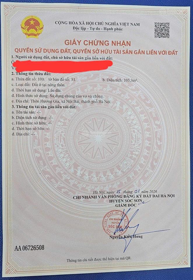 Bán 105,3m2 đất đẹp tại nội bài cách metro nội bài hơn 1km, ô tô ngủ trong đất giá rẻ chỉ 41tr/m2