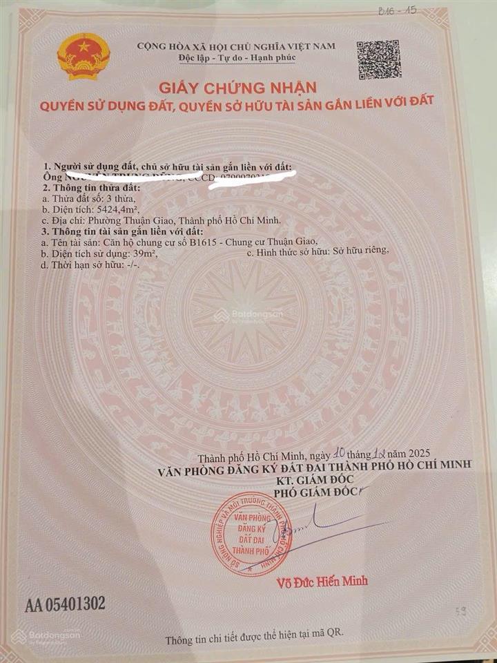 Bán căn hộ chung cư 1pn, 1vs tại thuận giao, giá tốt, nhiều tiện ích, 39m2