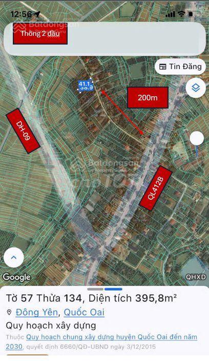 Lô đất 400m2 đông hạ  đông yên  hxh thông  200m tới trục tl412b