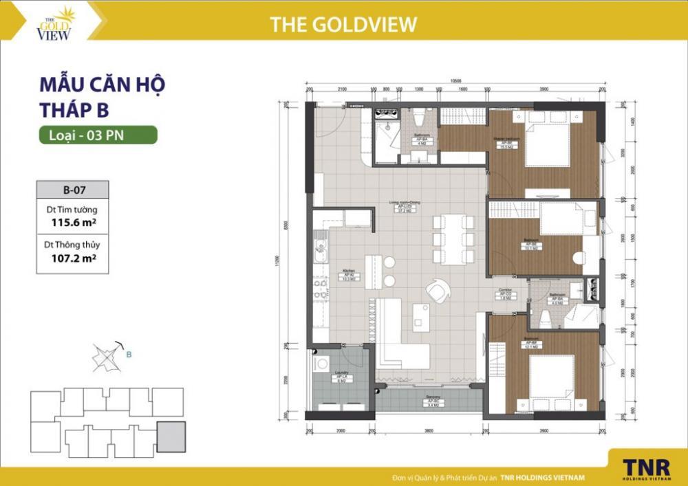 Căn góc 3pn the gold view  117m  tầng 8  giá 10 tỷ