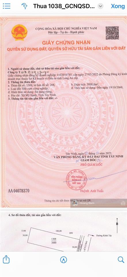 Bán lô đất cụm cn hải sơn. tiếp nhận sang chiết hóa chất, sơn tỉnh điện, xi mạ công đoạn