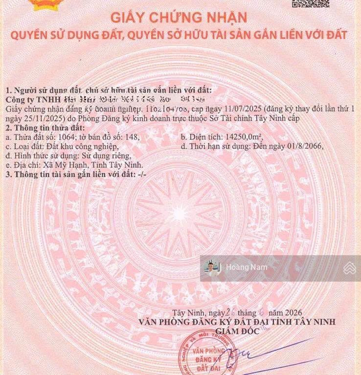 Bán đất sổ sẵn hơn 1,4ha kcn nam thuận, giá tốt