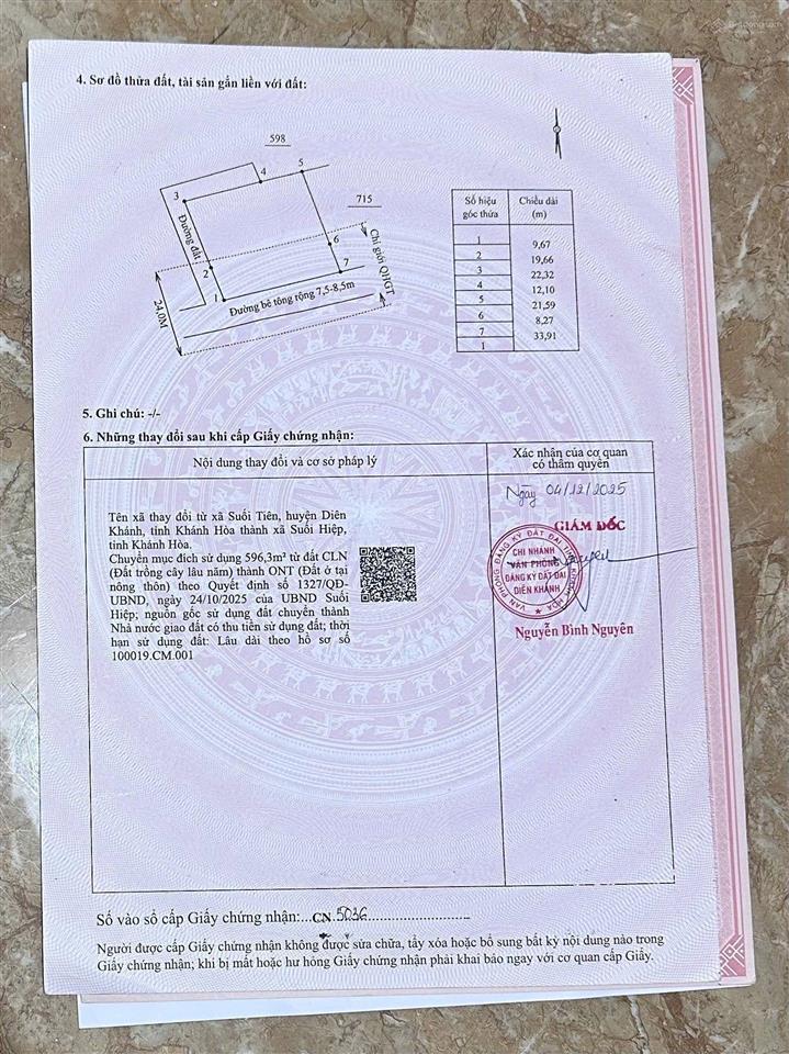 Giá đầu tư  mở bán 14 lô suối tiên  diên khánh nay là xã suối hiệp  diên khánh, thổ cư, sổ hồng