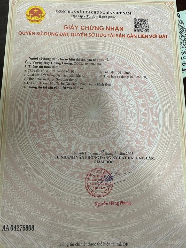 Bán siêu phẩm lô đất qh 3 mặt tiền 1/500 an toàn cạnh resort mini!