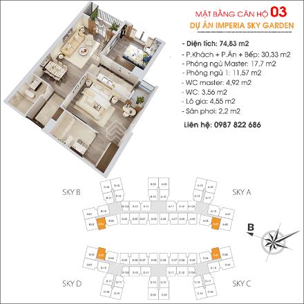 Trực tiếp đầu chủ bán căn 02pn 02vs giá 7.6tỷ nhỉnh tại sky imperia bao phí sang tên làm số