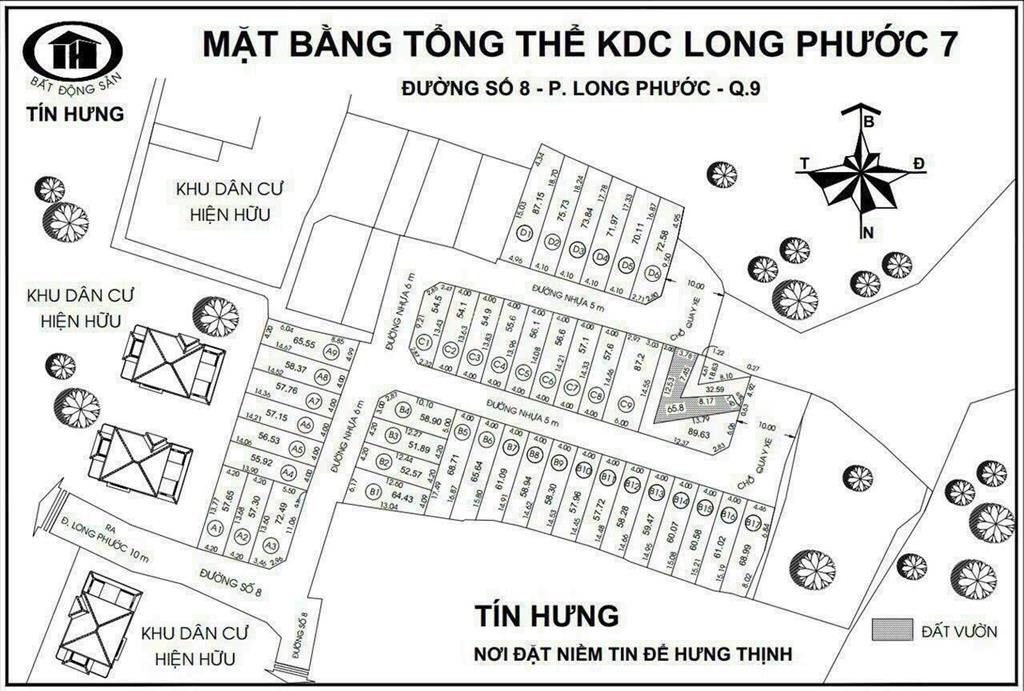 Bán đất khu dân cư hiện hữu tín hưng 7 đường 8 long phước quận 9 cũ