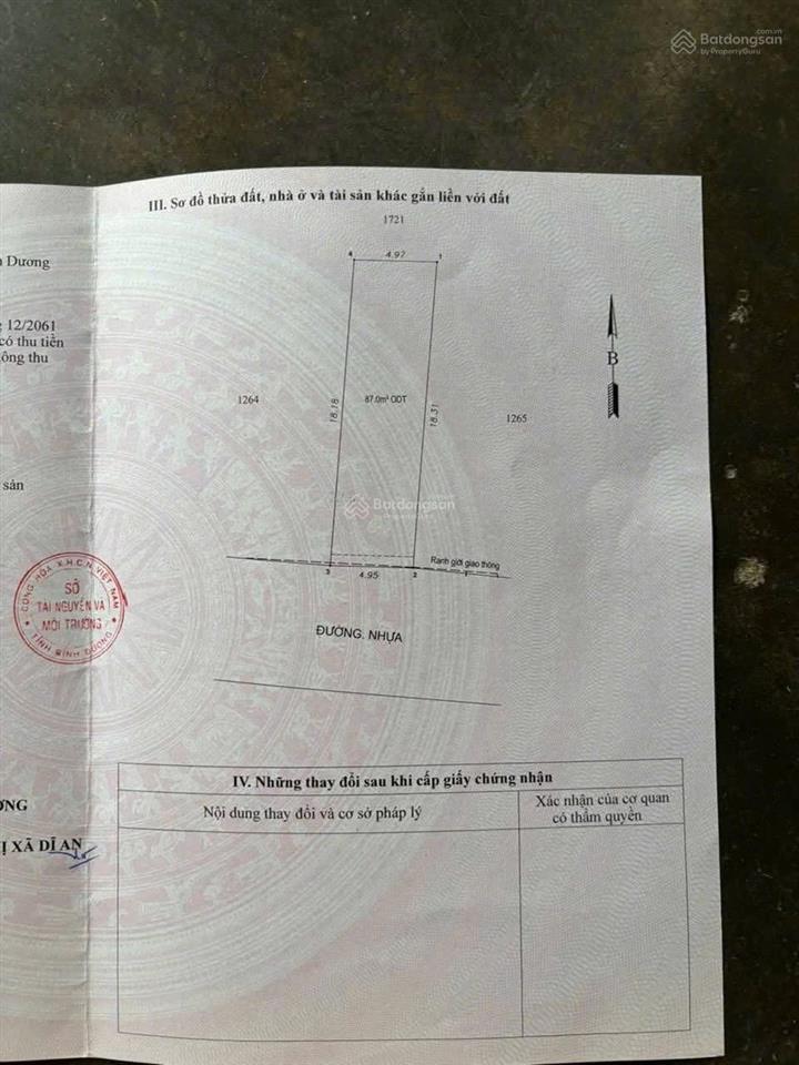 Bán lô đất phường đông hoà, tp hcm 87m giá chỉ 3,2ty