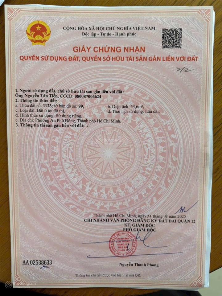 Đất dân cư cao cấp hẻm 154 đường vườn lài, sát bờ sông vàm thuật