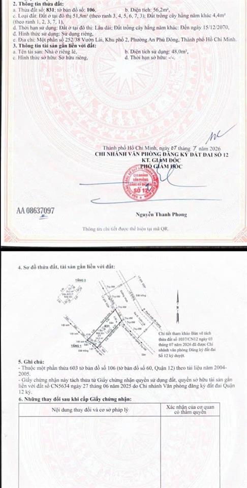 Hàng hiếm đất hẻm 252 đường vườn lài gần sông vàm thuật