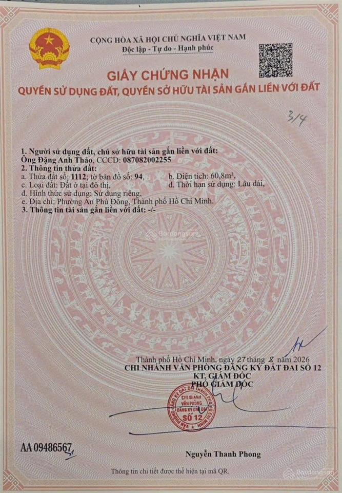 Hàng hiếm! đất ven sông vàm thuật an phú đông gần gò vấp giá 3.9 tỷ