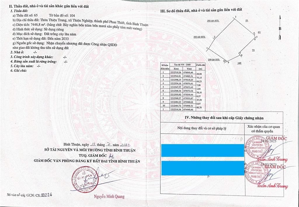 Hàng ngộp bán 9.334m2 thiện nghiệp  mũi né  2 sổ liền kề  qh đất dv  tm  dl  3, xx tr/sào
