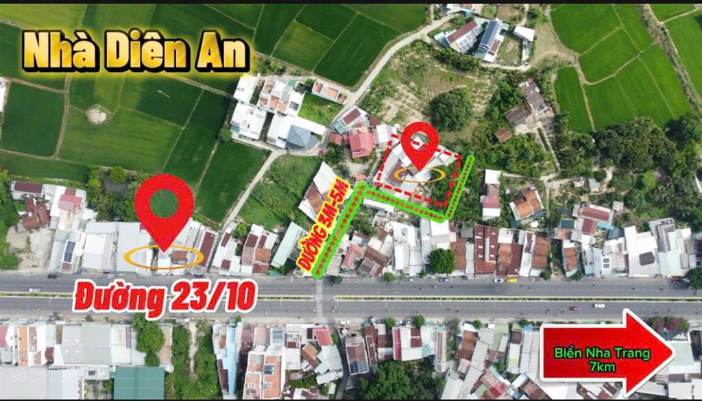 Bán đất có nhà cấp 4 diên an kế bên đường 23/10, đường betong 35m, chỉ 10p ra biển, giá 1,499 tỷ