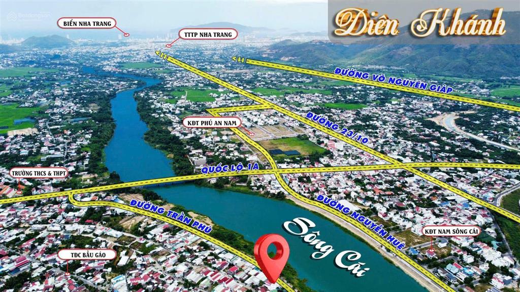 Còn 1 lô duy nhất giảm 300tr bán lô mặt tiền bờ kè trần phú, diên khánh dt 104,5m2, full thổ cư
