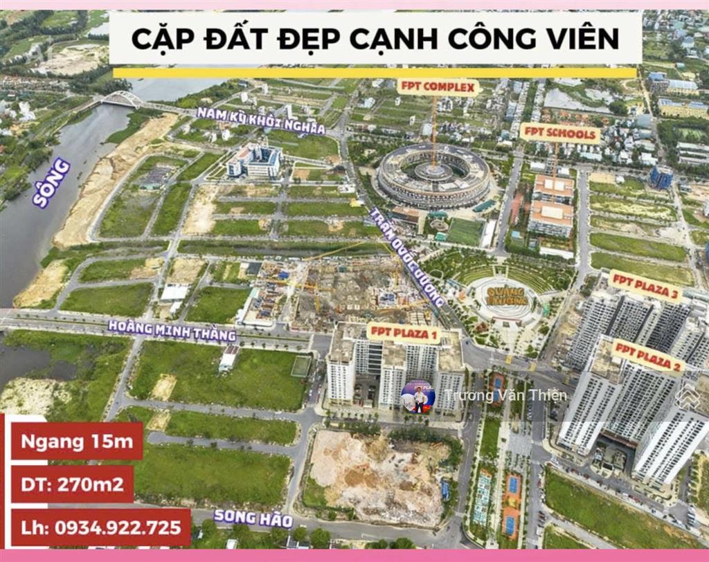 Nổi bật cặp góc 2 mt cực đẹp, cạnh công viên cách sông 50m kđt fpt city