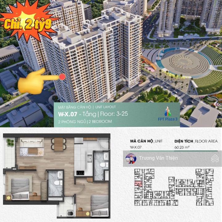 Căn hộ fpt plaza 3 2pn, view pháo hoa. giá chỉ 2tỷ9