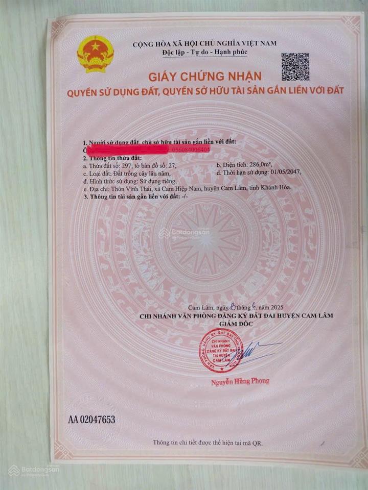 Chủ cần ra nhanh đất full thổ cư bàn cờ cam hiệp nam.  0798 347 ***