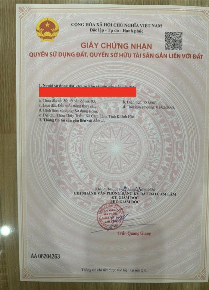 Chủ cần ra nhanh đất full thổ cư quy hoạch 2 mặt tiền view đầm thuỷ triều.  0798 347 ***