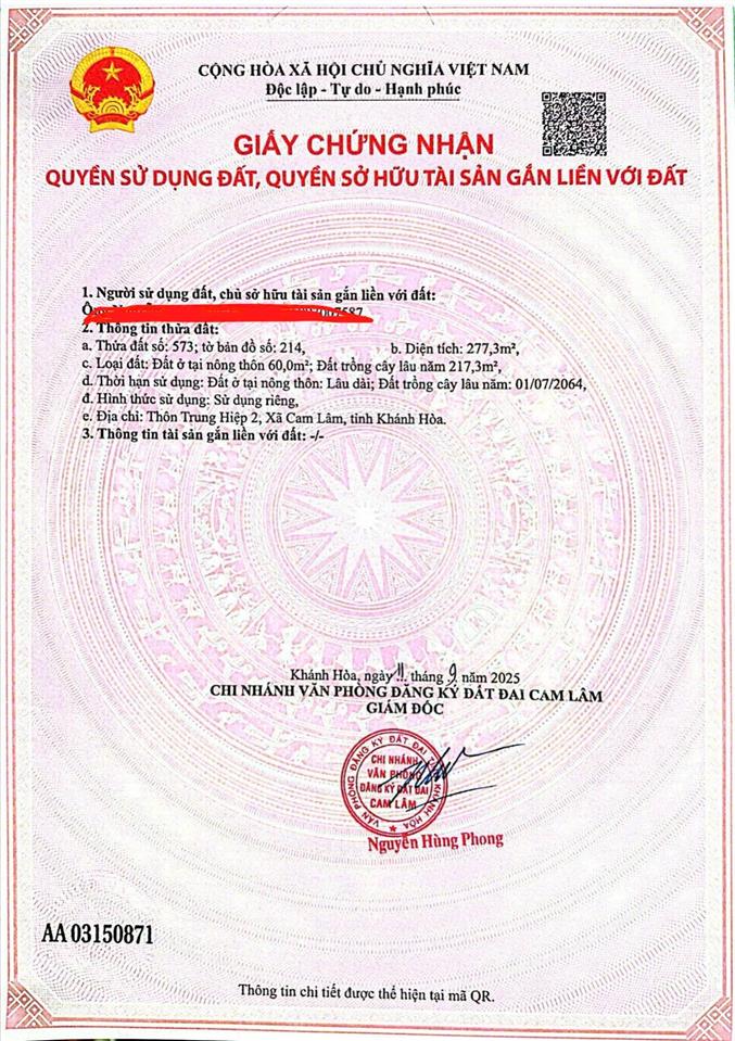 Chủ cần ra nhanh đất 100% thổ cư khu dân cư cam hiệp bắc.  0798 347 ***