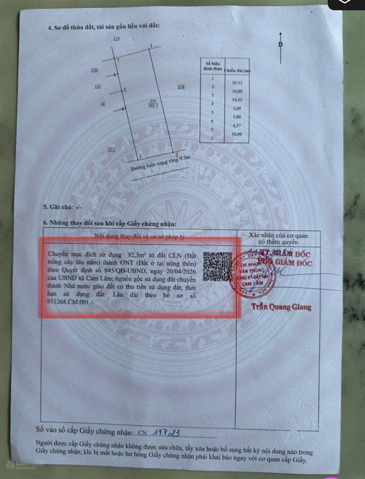 Chính chủ cần ra nhanh đất thổ cư đường xuân diệu trung tâm đô thị cam lâm.  0798 347 ***