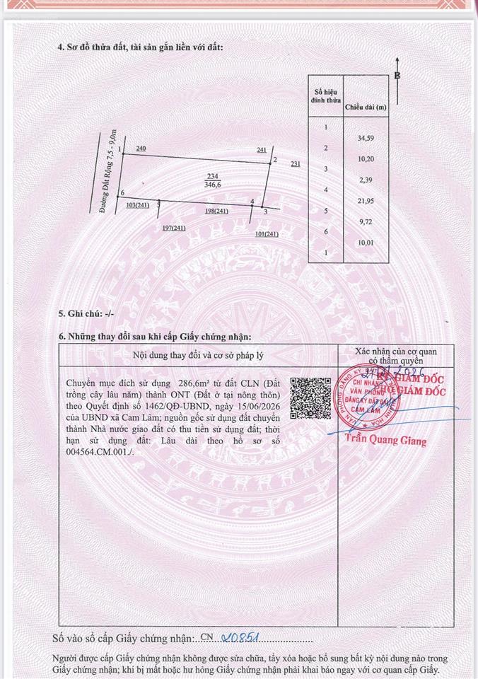 Chủ cần ra nhanh đất 100% thổ cư giá 6,7tr/m2 khu trung tâm cam hiệp nam.  0798 347 ***