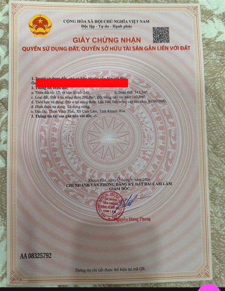 Chủ cần ra nhanh mặt tiền đường lập định suối môn khu trung tâm cam hiệp nam.  0798 347 ***