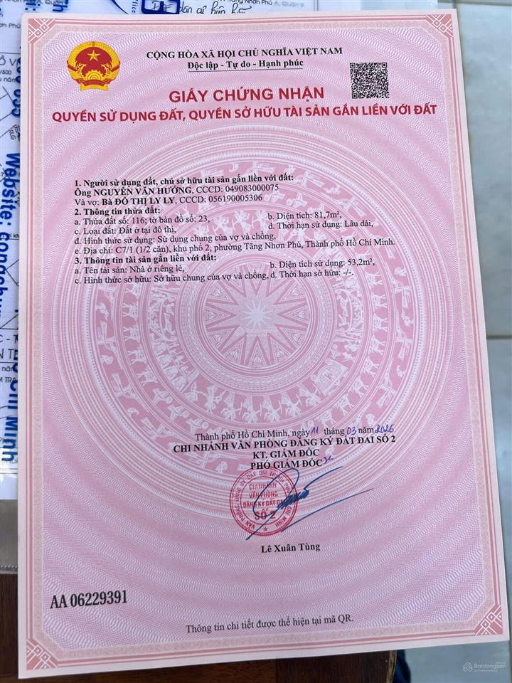 Chính chủ bán nhà cấp 4 sát đường man thiện tăng nhơn phú a q9