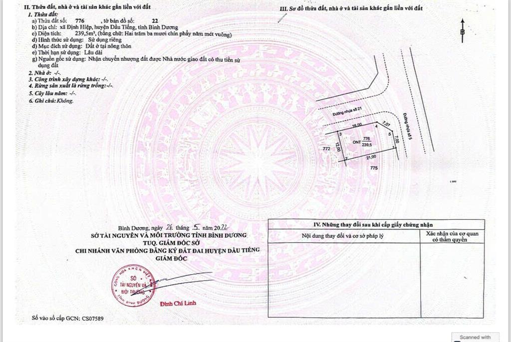 Bán đất tại định hiệp, dầu tiếng, bình dương, giá tốt, 4,7 triệu / m2, 294 m2