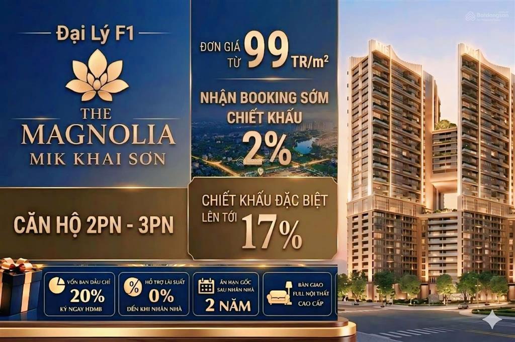 Đại lý f1 the magonila khai sơn, chính thức ra mắt căn 2pn đẹp nhất giá chỉ 99tr/m2