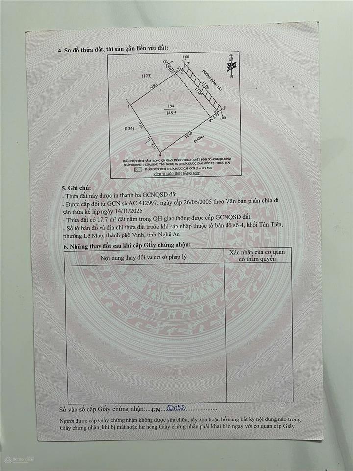 Bán nhà riêng tại 119a đặng tất, lê mao, vinh, giá tốt 69 triệu / m2, 148.5m2